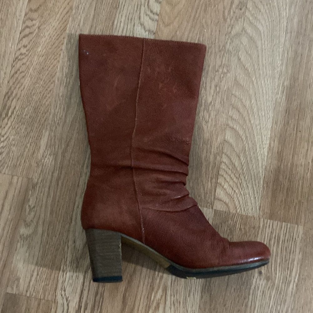 Frye Pull On Calf Length Brown Boots Sz 7 - Picture 3 of 16